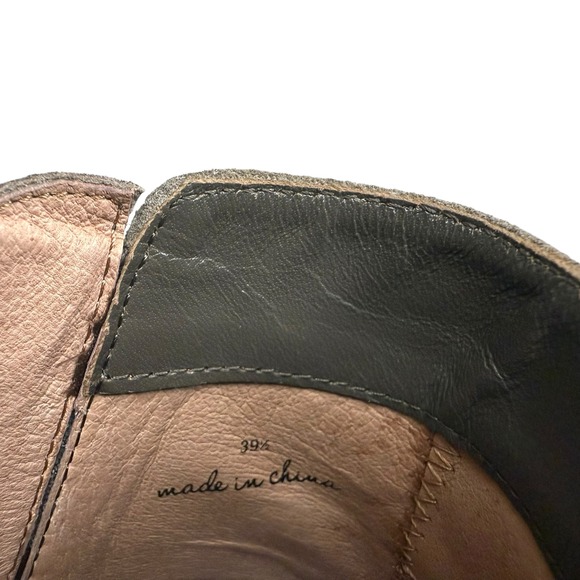 Joie Women Suede Ankle Boots Western Style Stacked Block Heel Taupe Pull On 39.5 - Picture 9 of 11